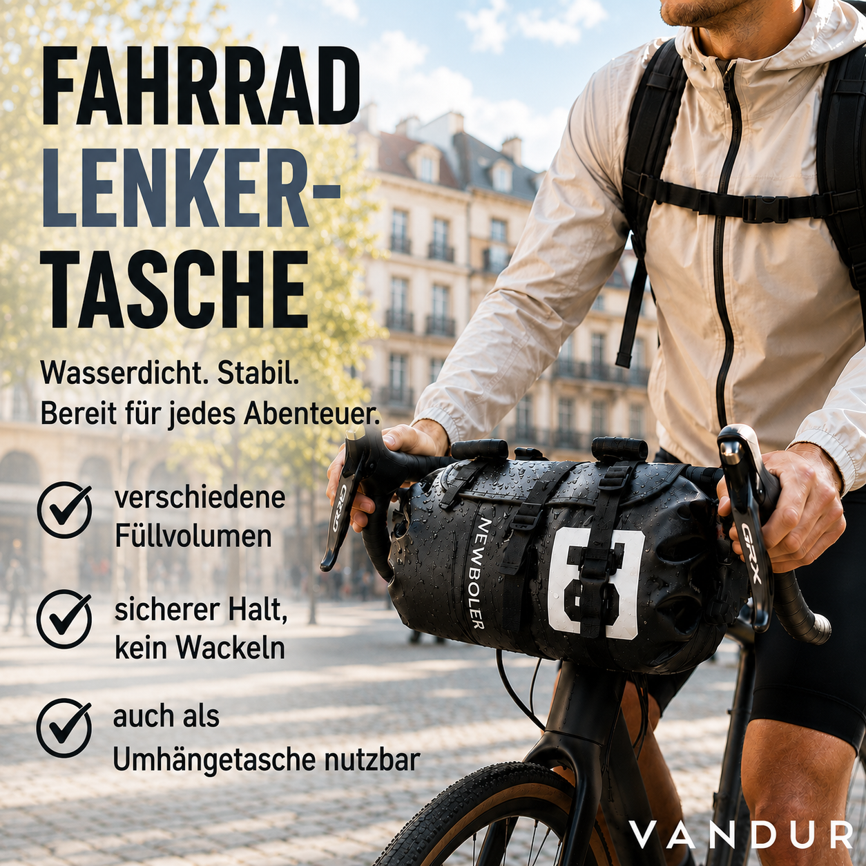NEWBOLER Bikepacking-Tasche – Wasserdicht & 3–15L Stauraum – VANDUR