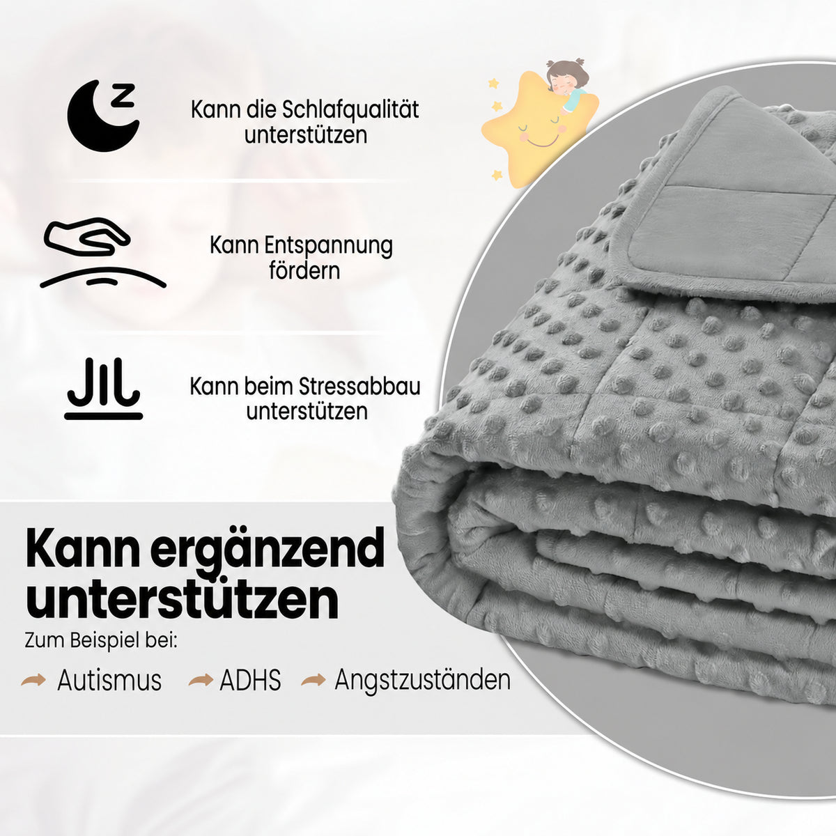 WOLTU Kindergewichtsdecke – mit Baumwolle & weichem Plüsch