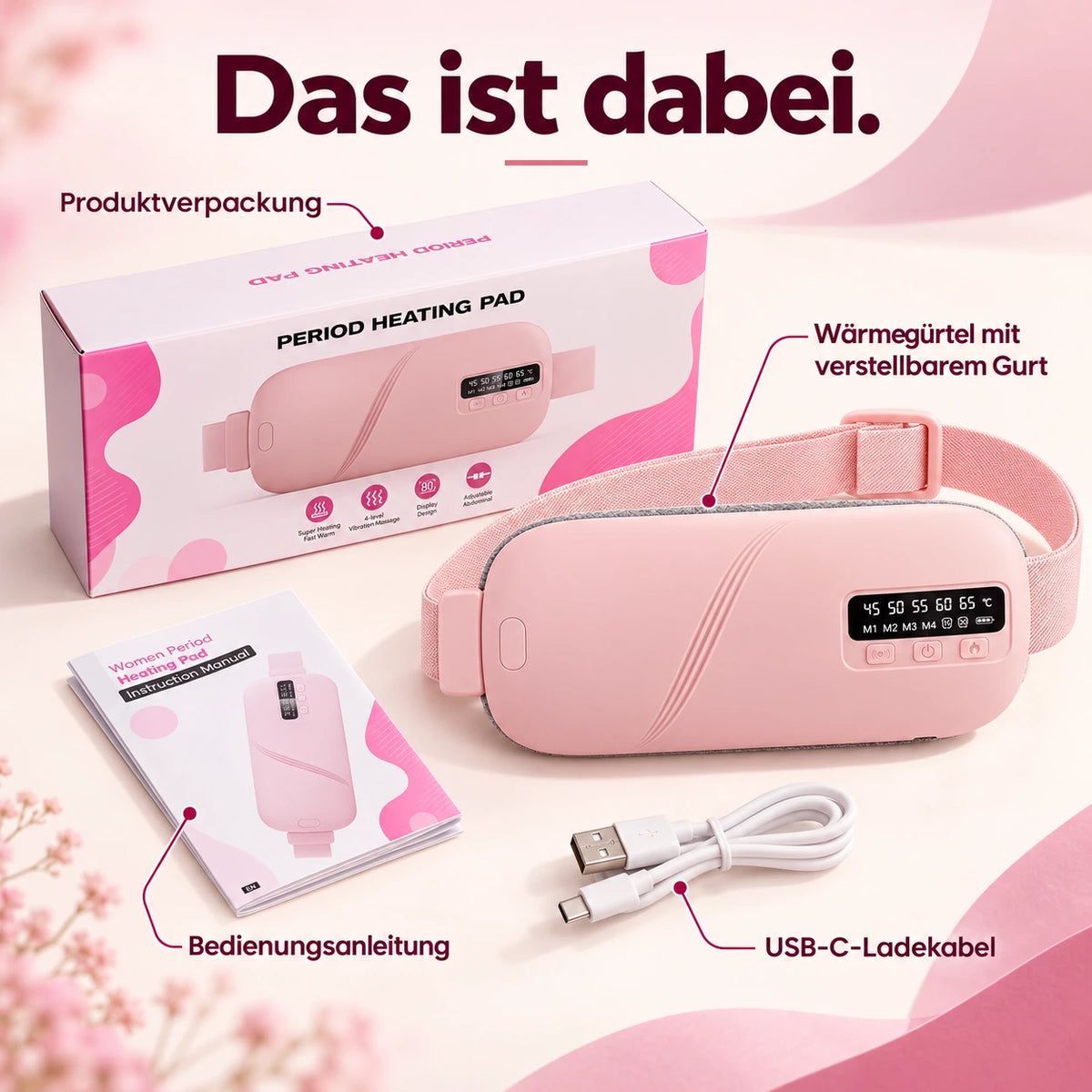 Kabelloser Wärmegürtel mit Wärme- & Massagefunktion