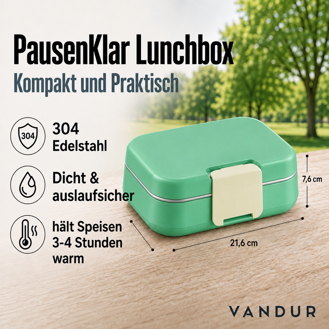 PausenKlar - auslaufsichere Thermo-Edelstahl-Lunchbox