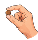 Gezeichnete Hand mit einem Leckerli.