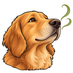 Comic-Icon eines schnüffelnden Hundes.