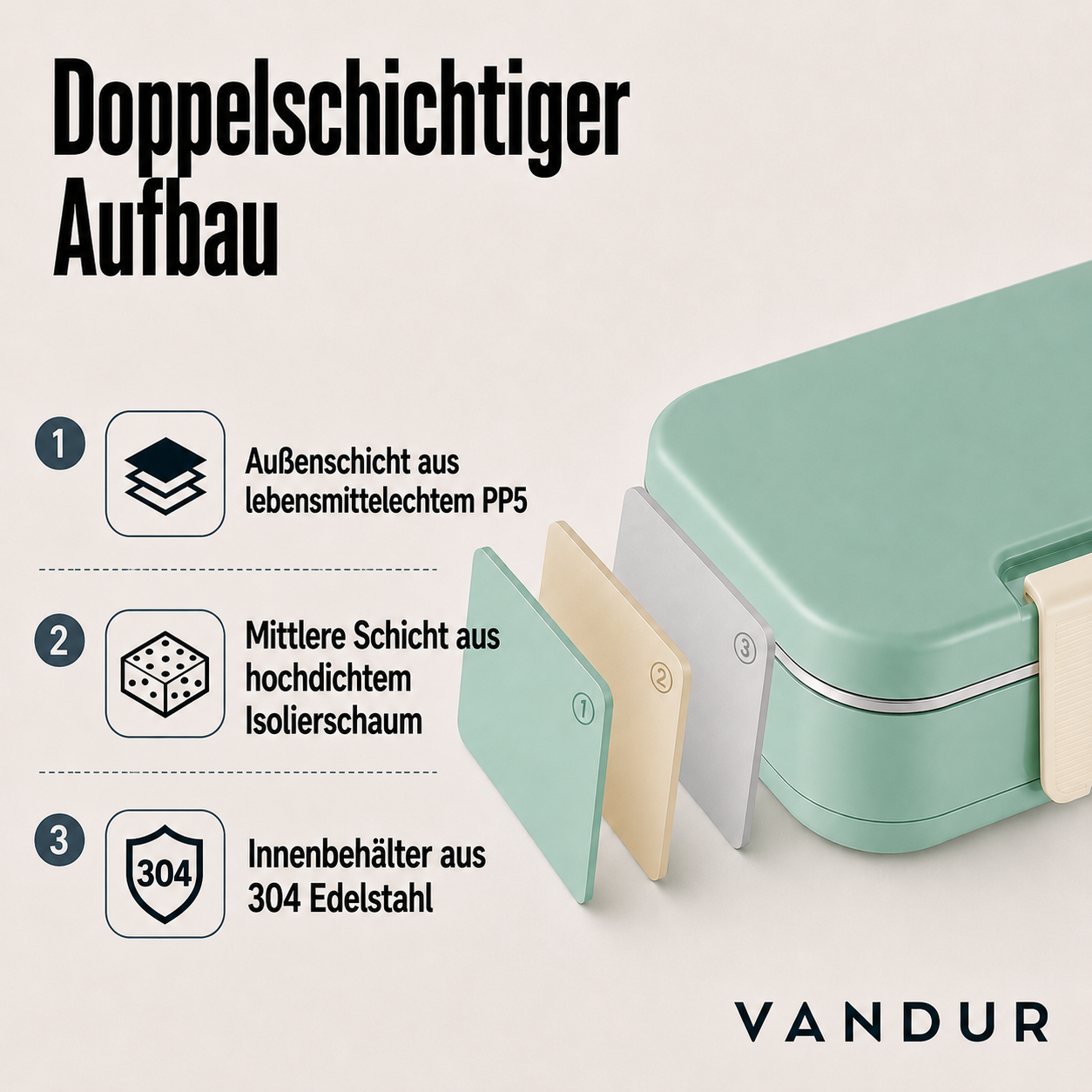 PausenKlar - auslaufsichere Thermo-Edelstahl-Lunchbox