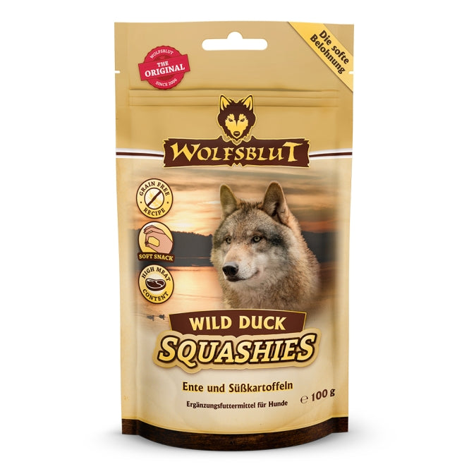 Wolfsblut Squashies Wild Duck – 100-g-Beutel mit soften Hundesnacks mit Ente und Süßkartoffeln